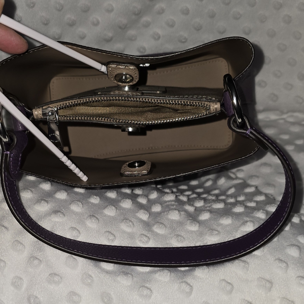 Coach Purple Leather Crossbody Bucket Bag - NWT - Picture 5 of 10